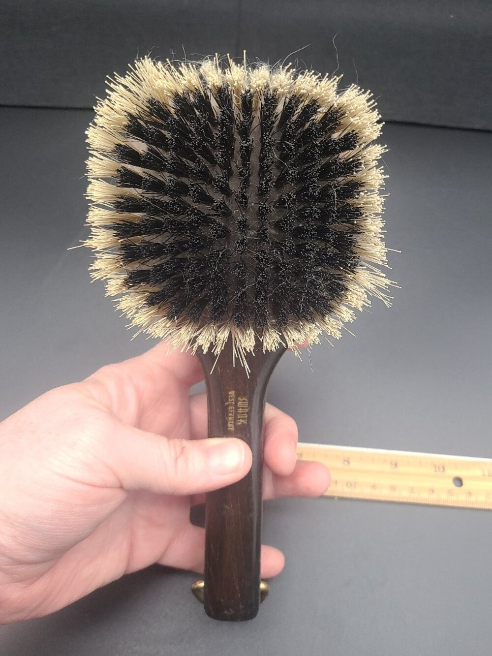Vintage Swank West Germany Wooden Clothes Brush Julius Caesar Coin Accent 8"